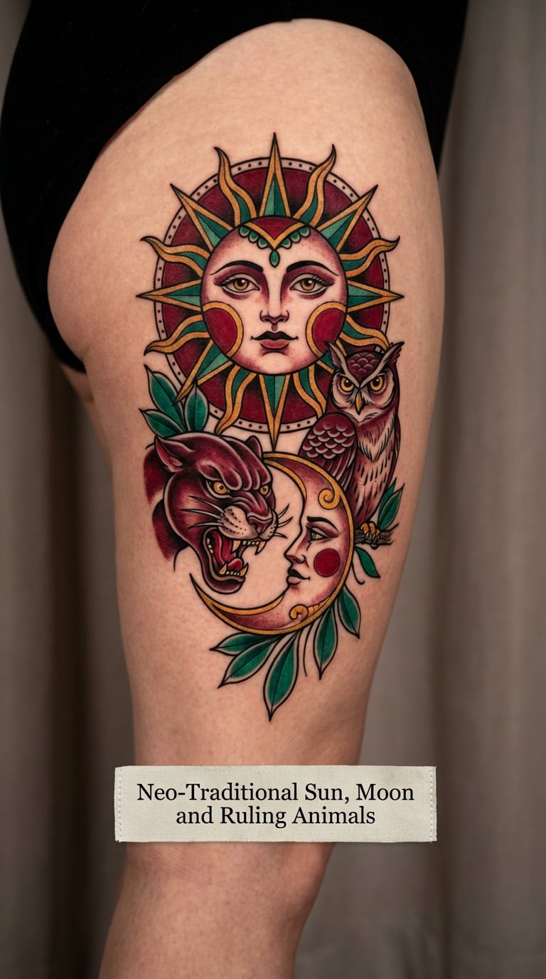 Neo-Traditional Sun, Moon and Ruling Animals