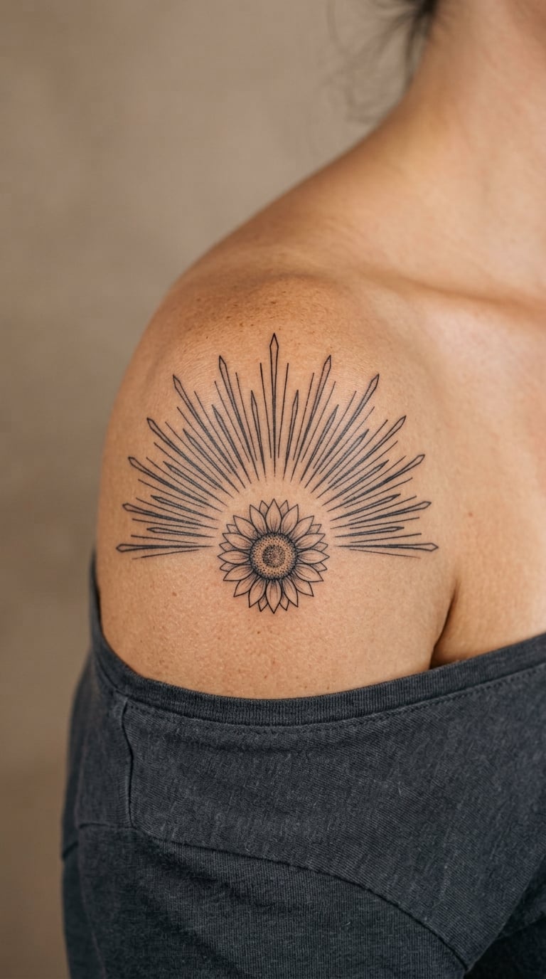 Half-Mandala Sun Rising Over the Shoulder Cap