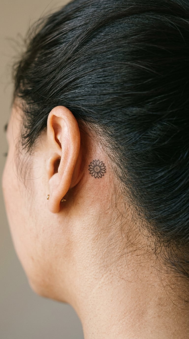 Micro Sunflower Behind the Ear