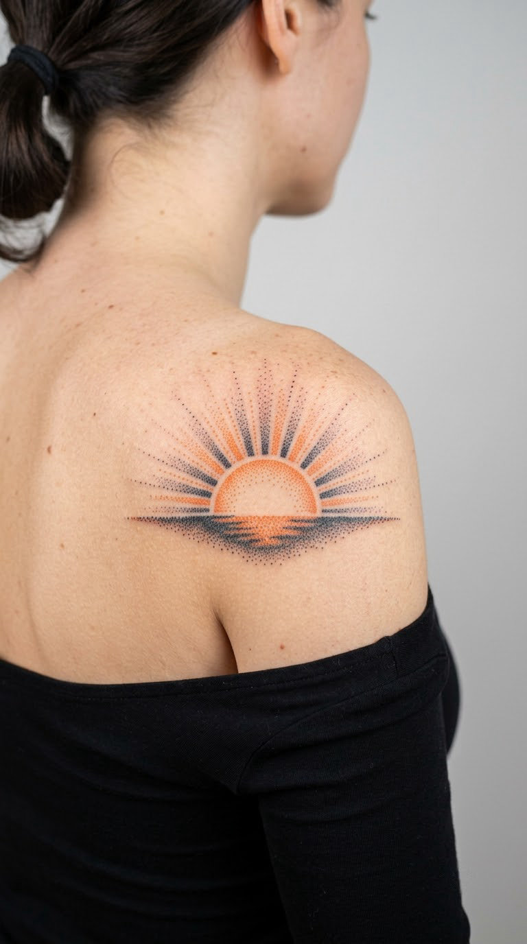 Sunrise Made From Dotted Light