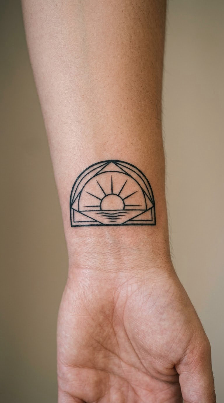 Sunrise Hidden Inside a Half Circle