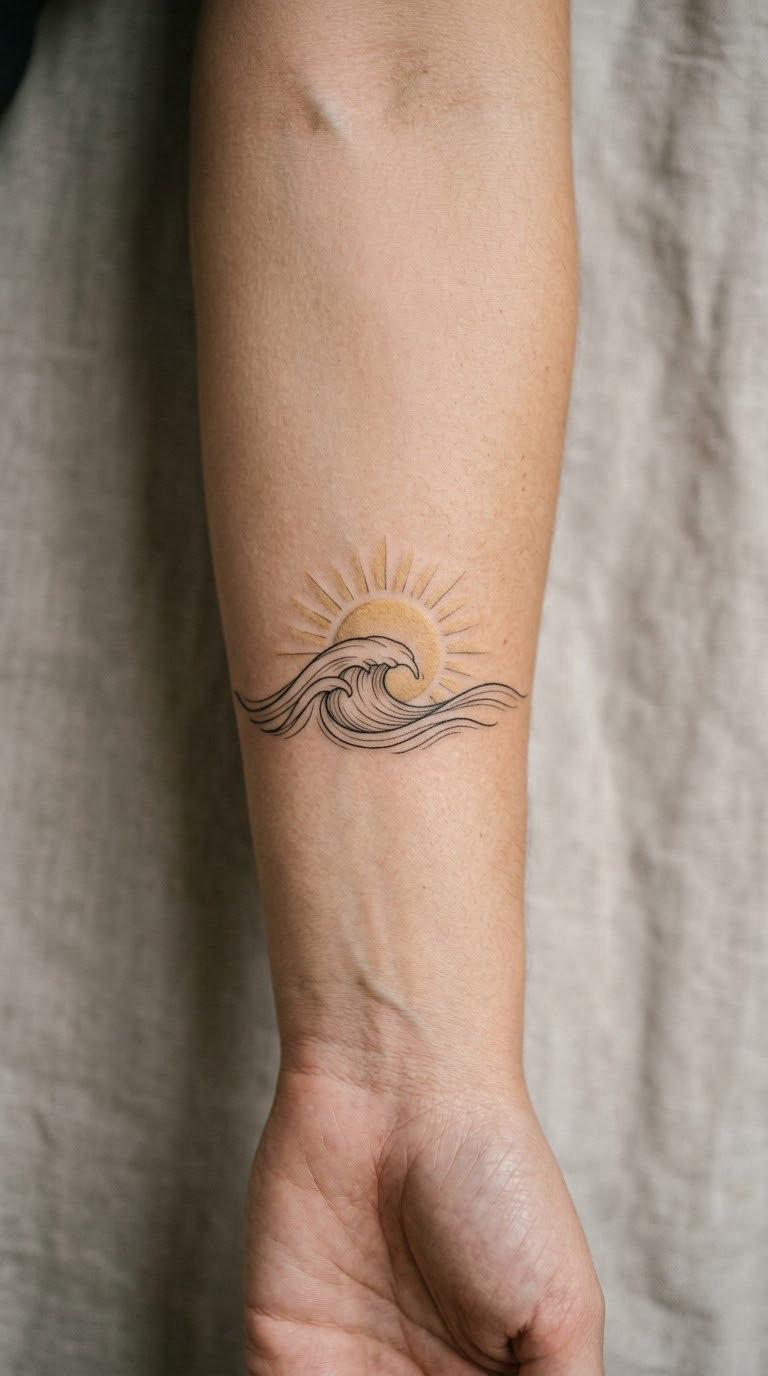 Golden Sunrise Over Ocean Waves