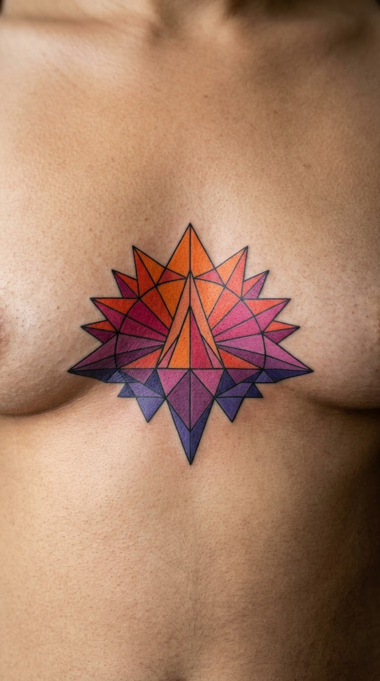 Geometric Sunset Made From Triangles