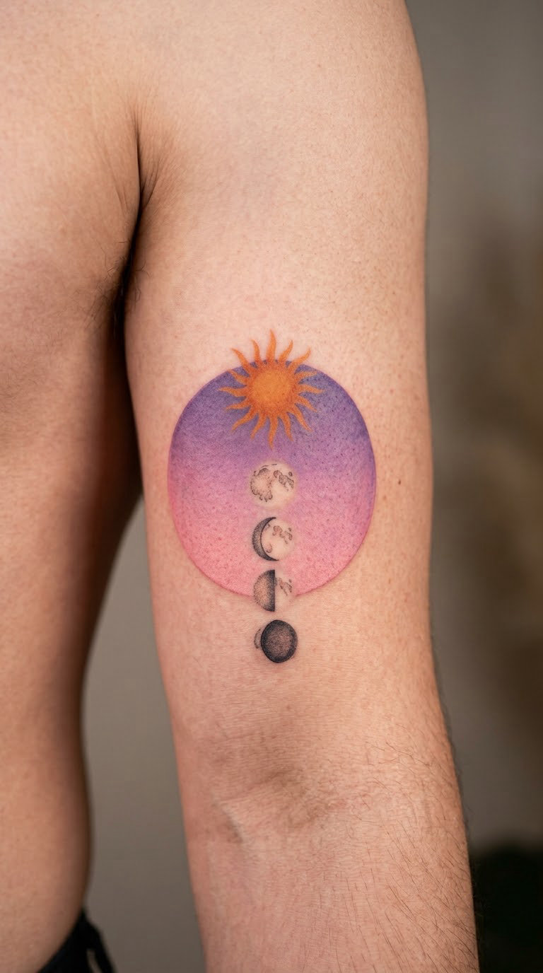 Sun and Moon Phases in a Gradient Circle