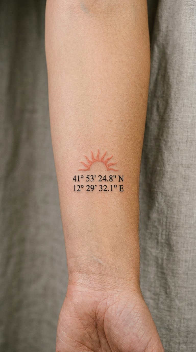 Travel Coordinates Beneath a Tiny Sunset