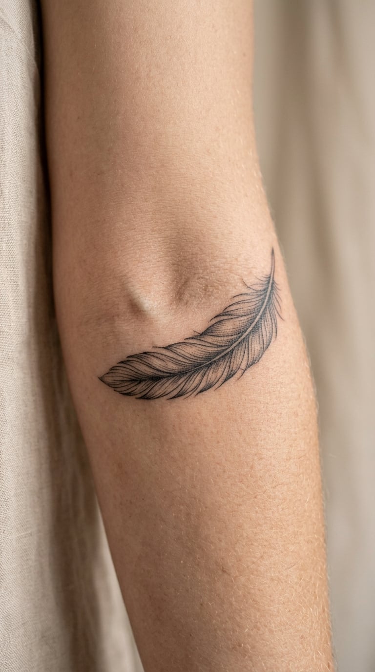 Fine-Line Feather on the Elbow