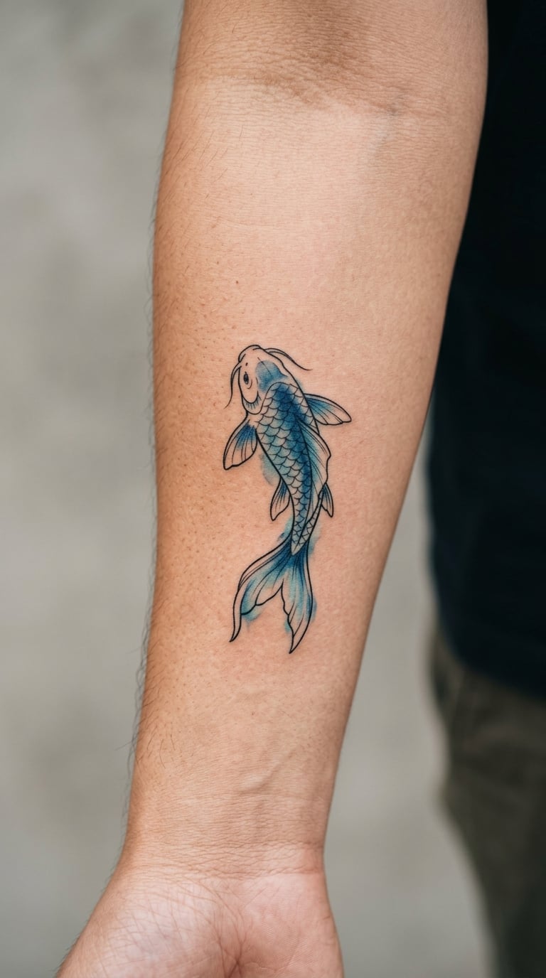 Watercolor Koi on the Forearm