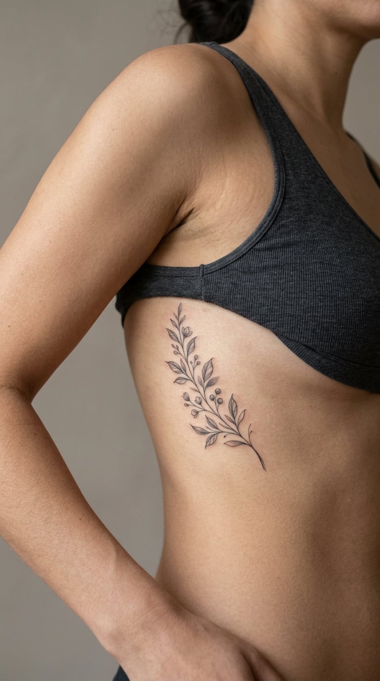 Soft Botanical Branch on the Rib
