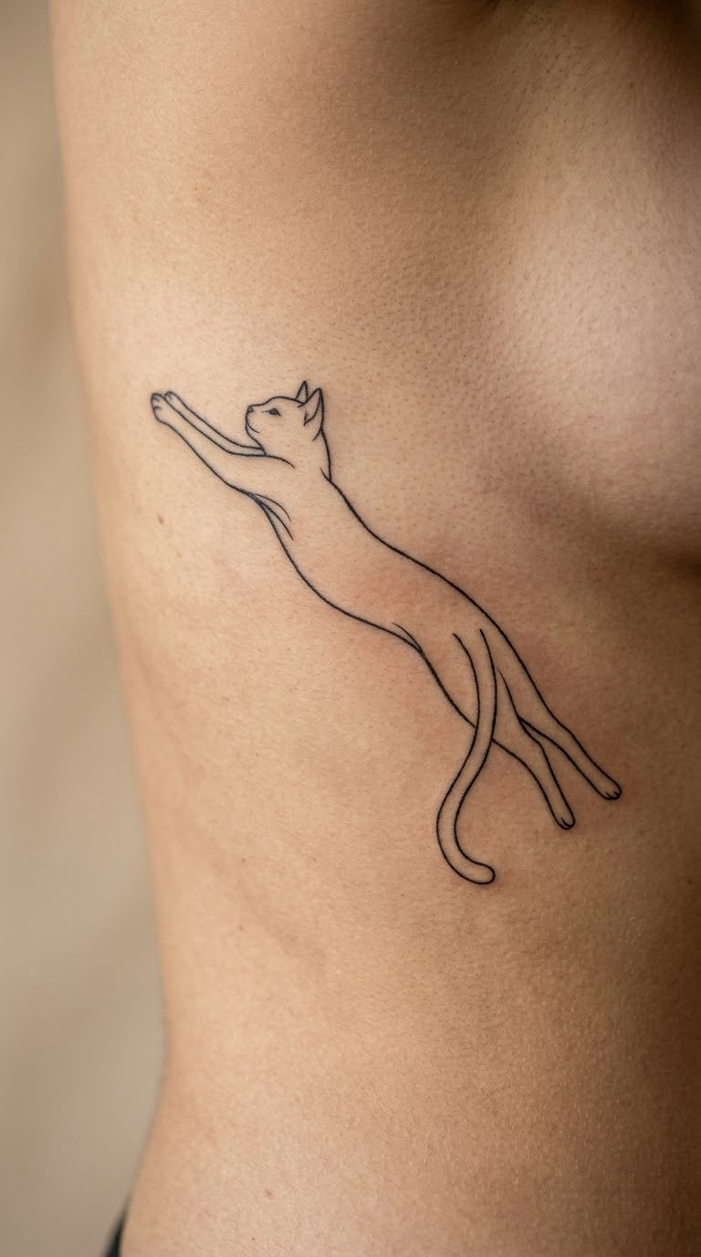 Stretching Cat on the Side of the Ribs