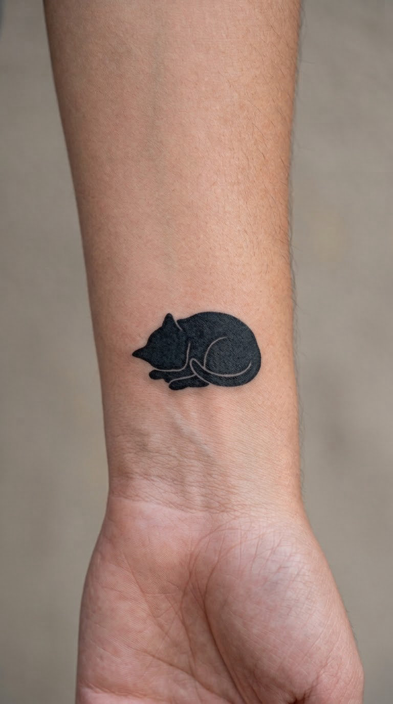 Tiny Sleeping Cat on the Wrist