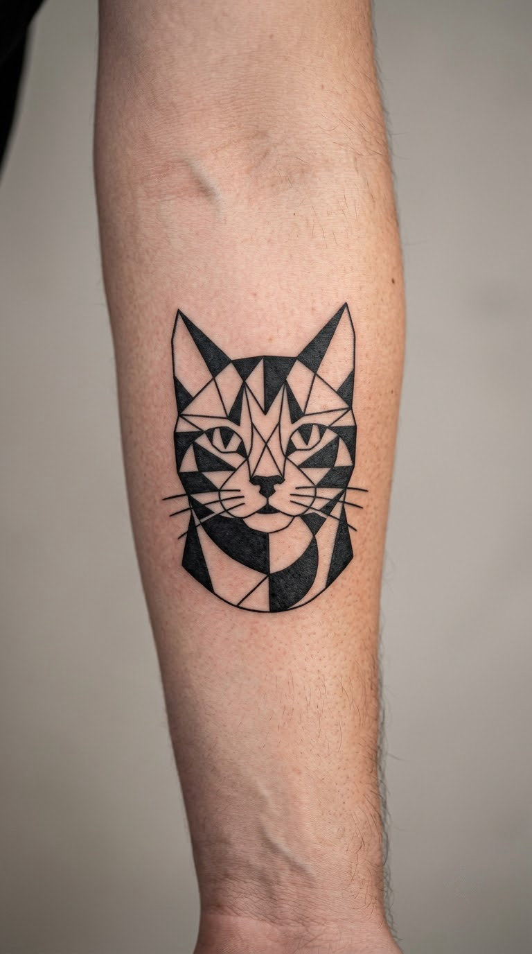 Cat Portrait Made from Geometric Shapes
