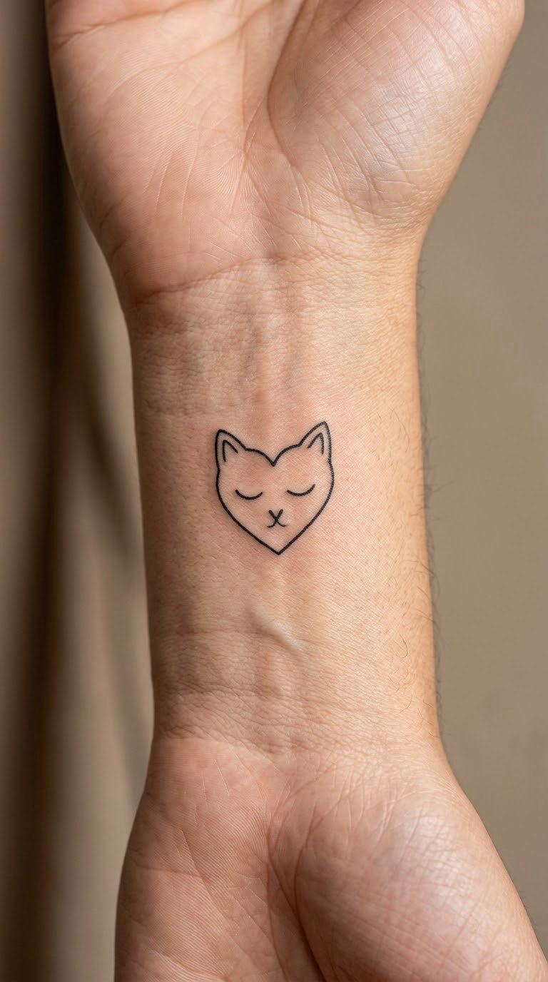 Minimal Cat Face Made from a Heart