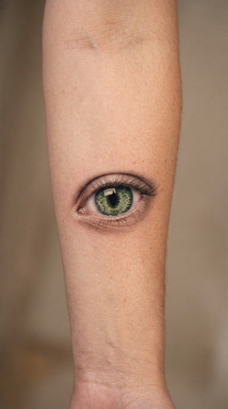 Micro-Realism Cat Eye on the Inner Arm