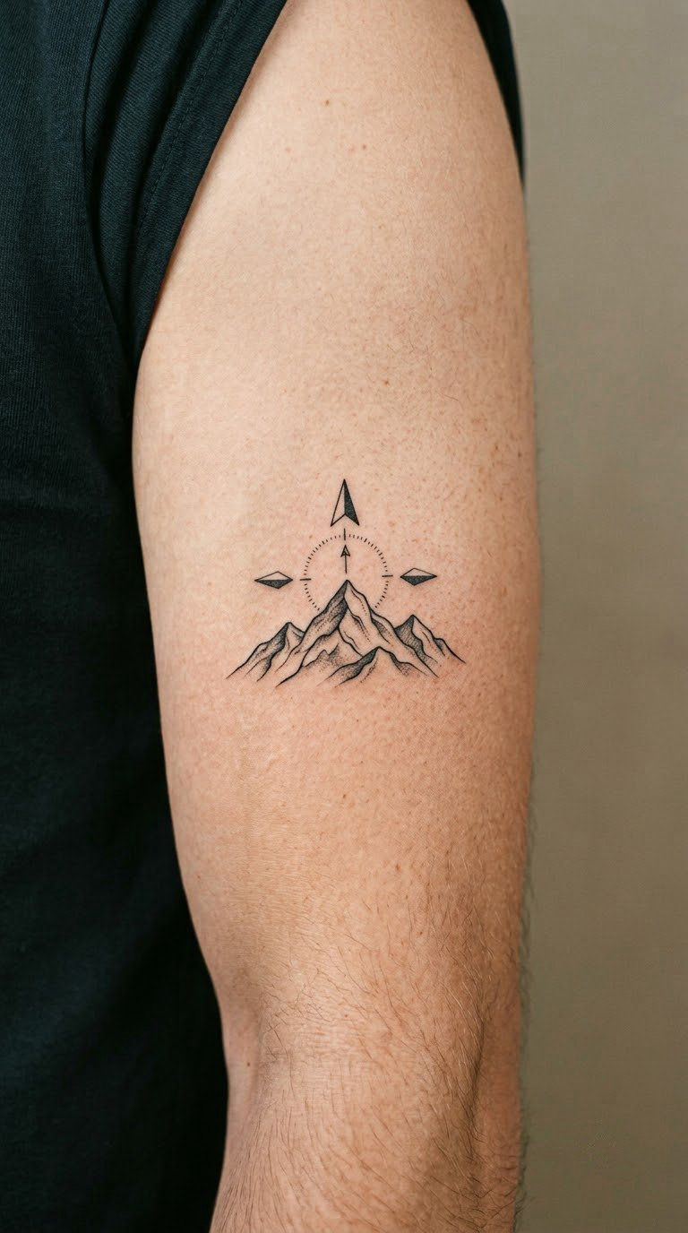 Mountain Peak with Compass Direction