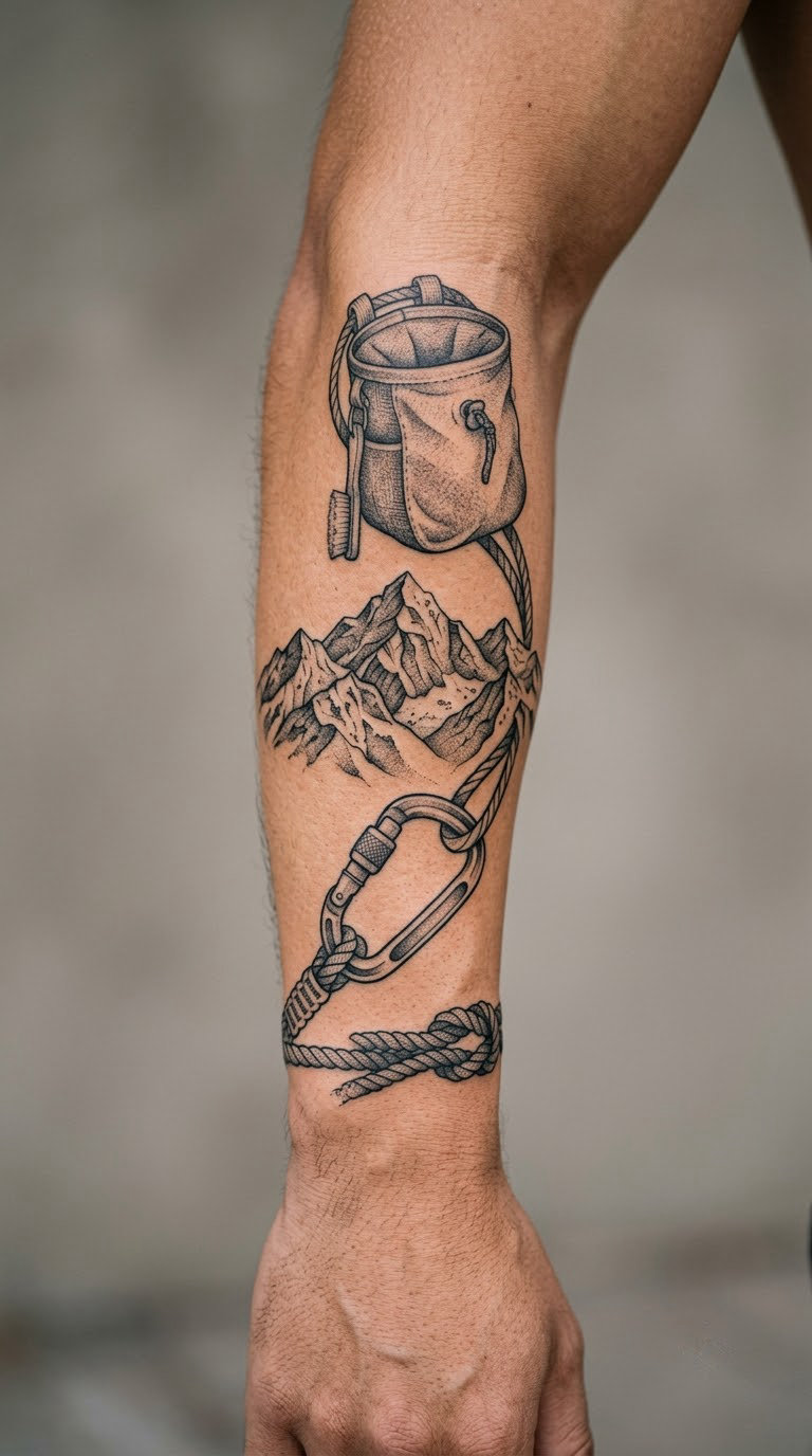 Climbing Sleeve with Gear Icons
