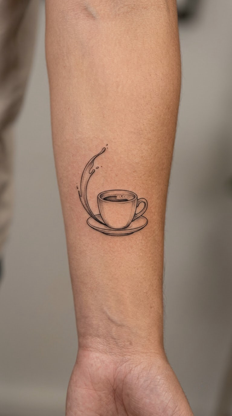 Fine-Line Espresso Cup With a Splash