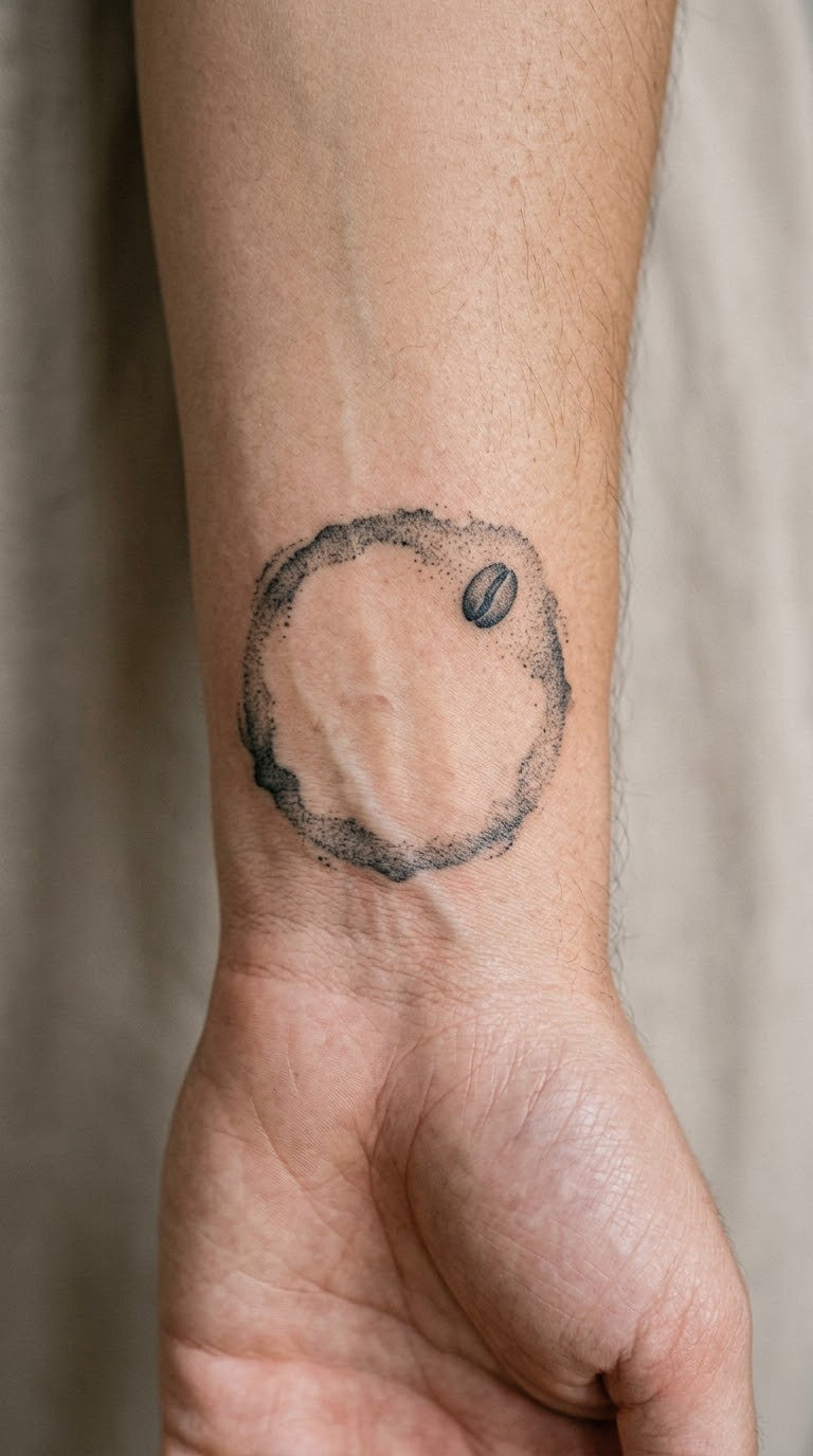 Coffee-Stain Ring With a Tiny Bean