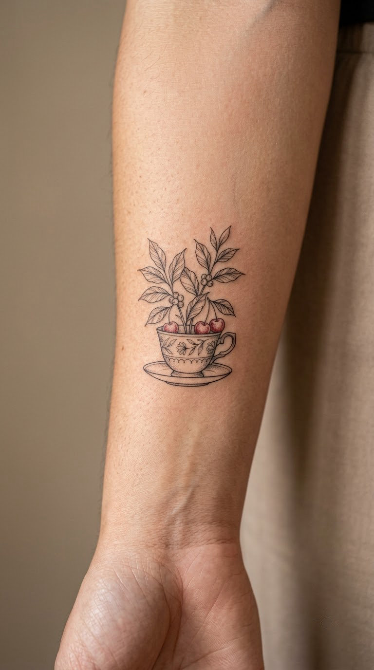 Coffee Cherry Bouquet in a Tiny Teacup