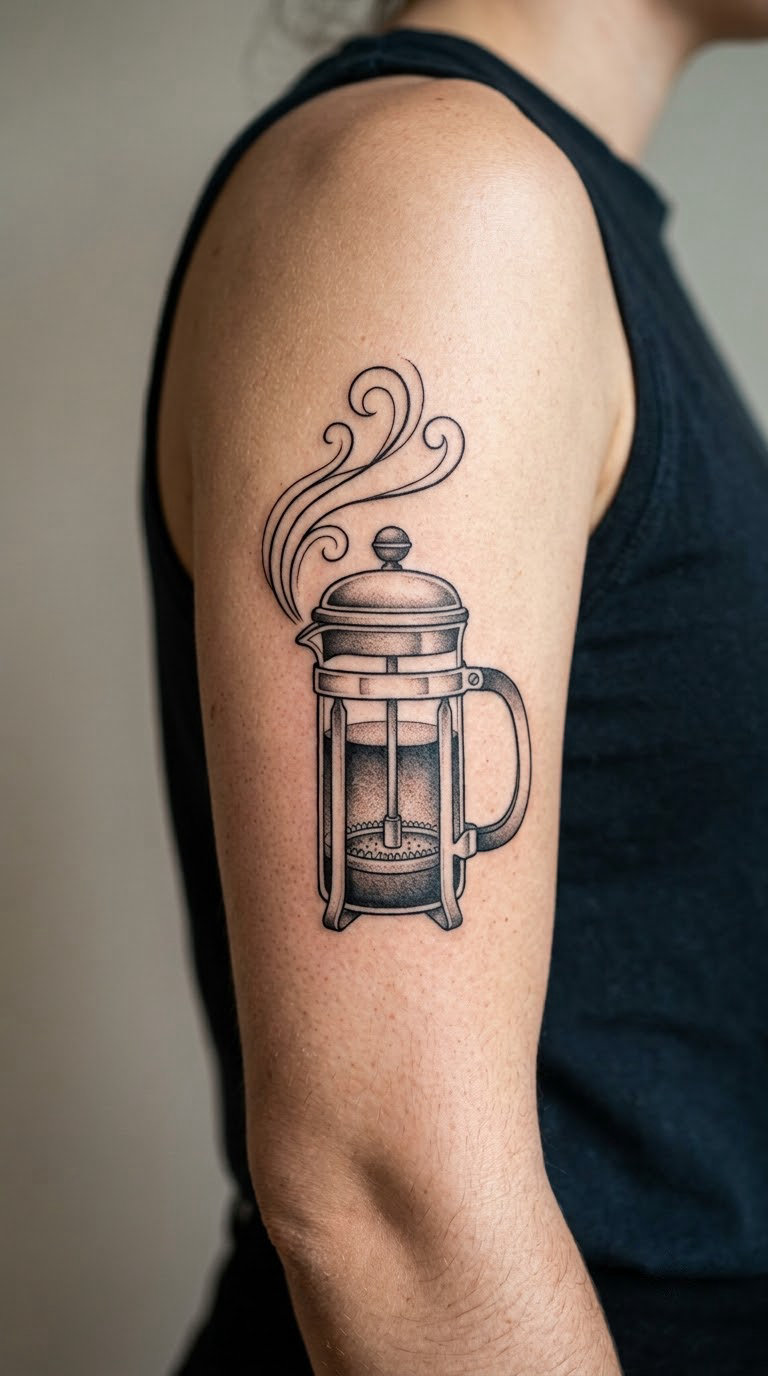 French Press Surrounded by Steam