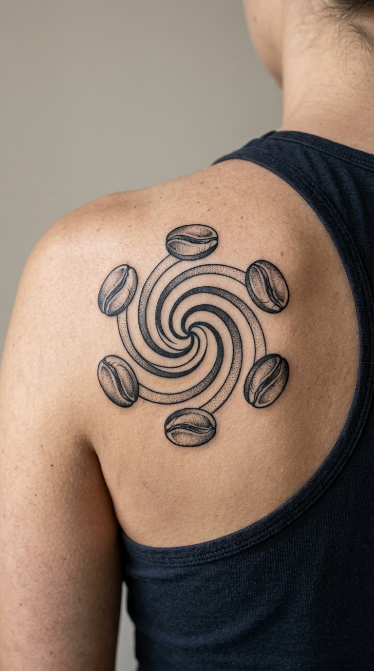 Twisted Coffee Beans in a Geometric Spiral