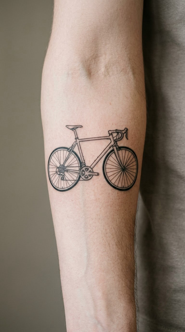 Fine-Line Road Bike on the Forearm