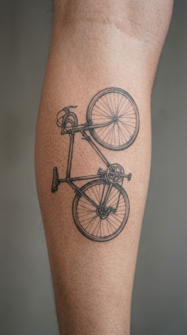 Vintage Racing Bicycle on the Calf