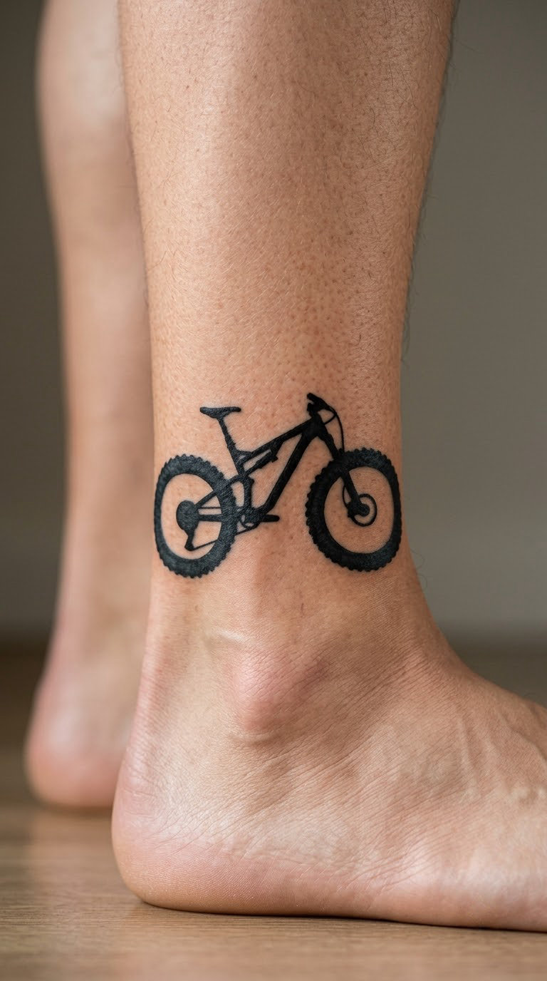 Mountain Bike Silhouette Wrapping the Ankle