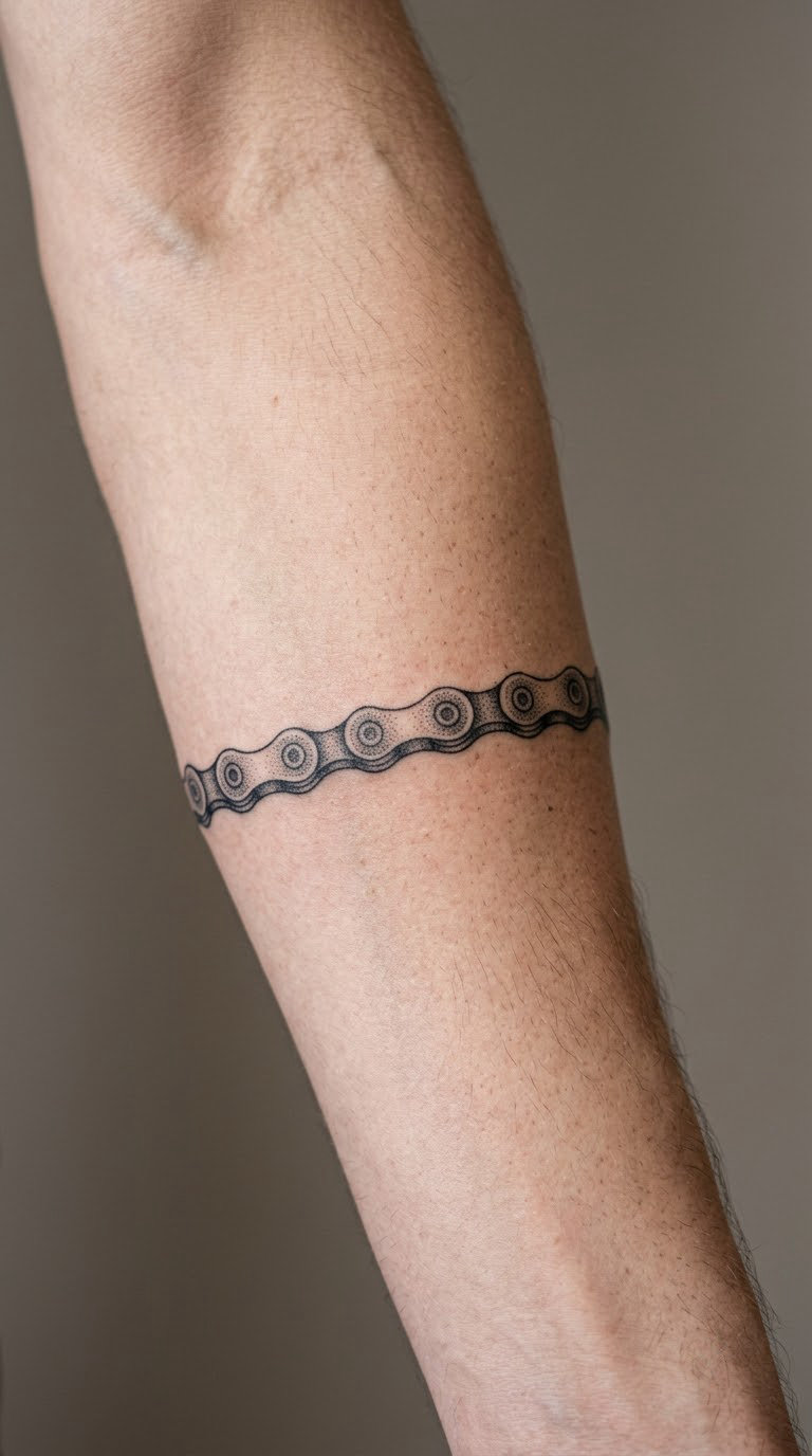 Bicycle Chain Links in Dotwork