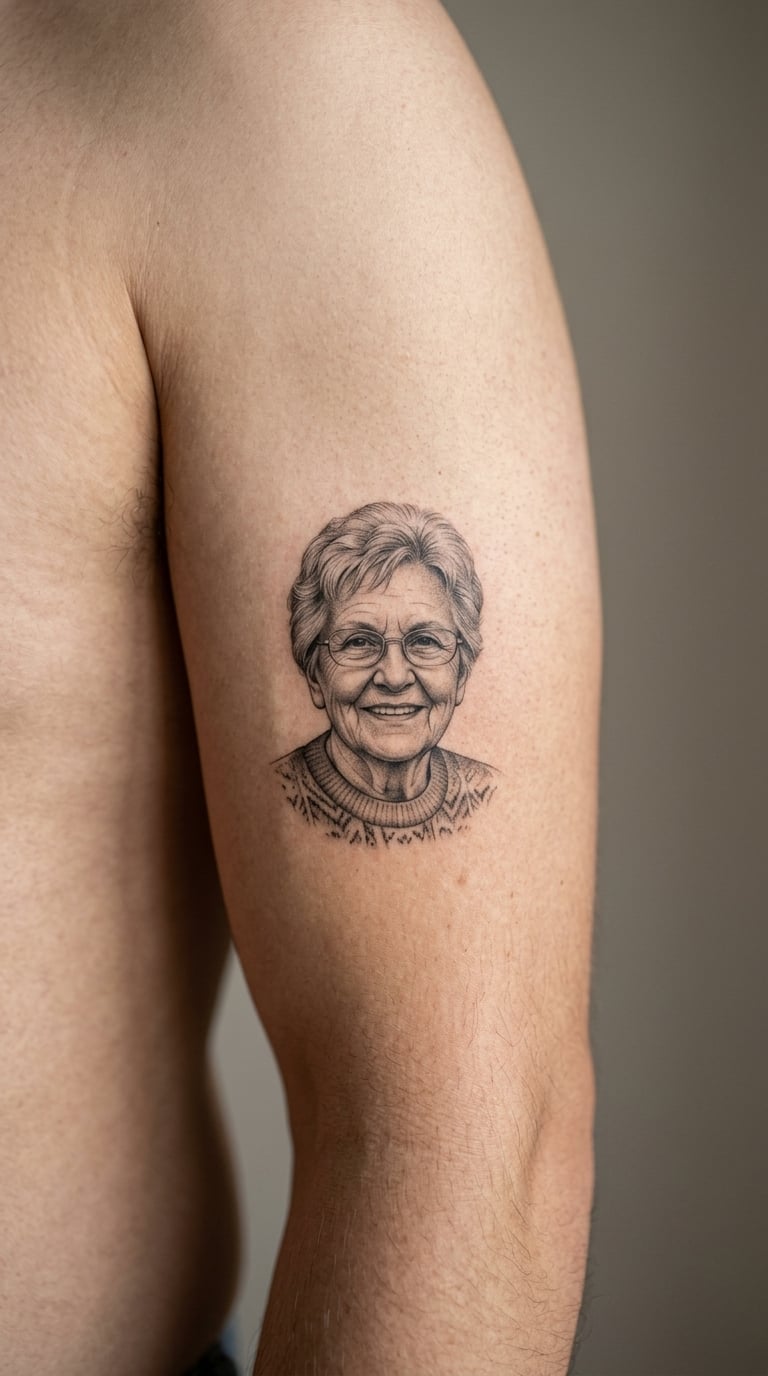 Micro-Realism Portrait of a Parent on the Upper Arm