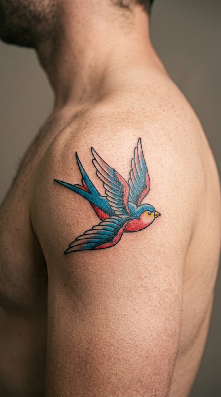 Traditional Swallow on the Shoulder