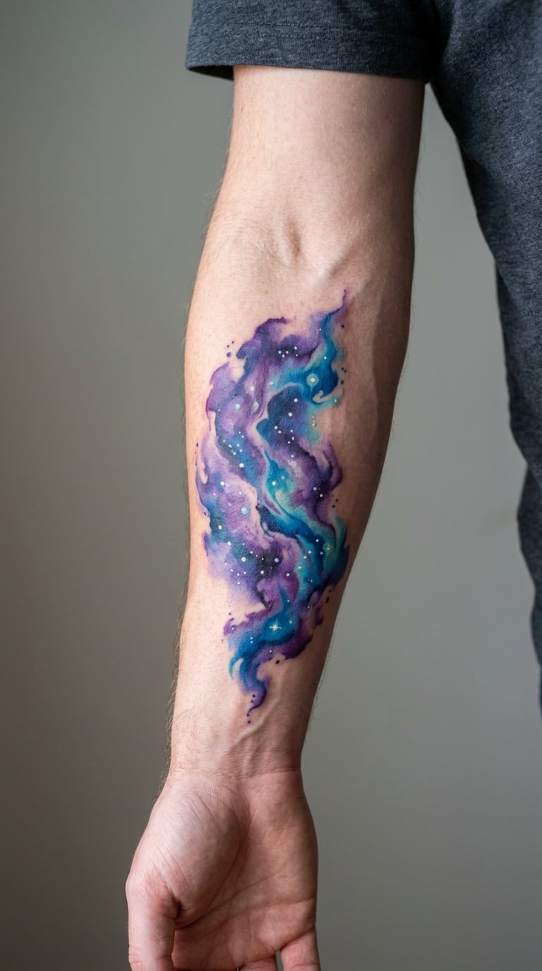 Watercolour Nebula on the Forearm