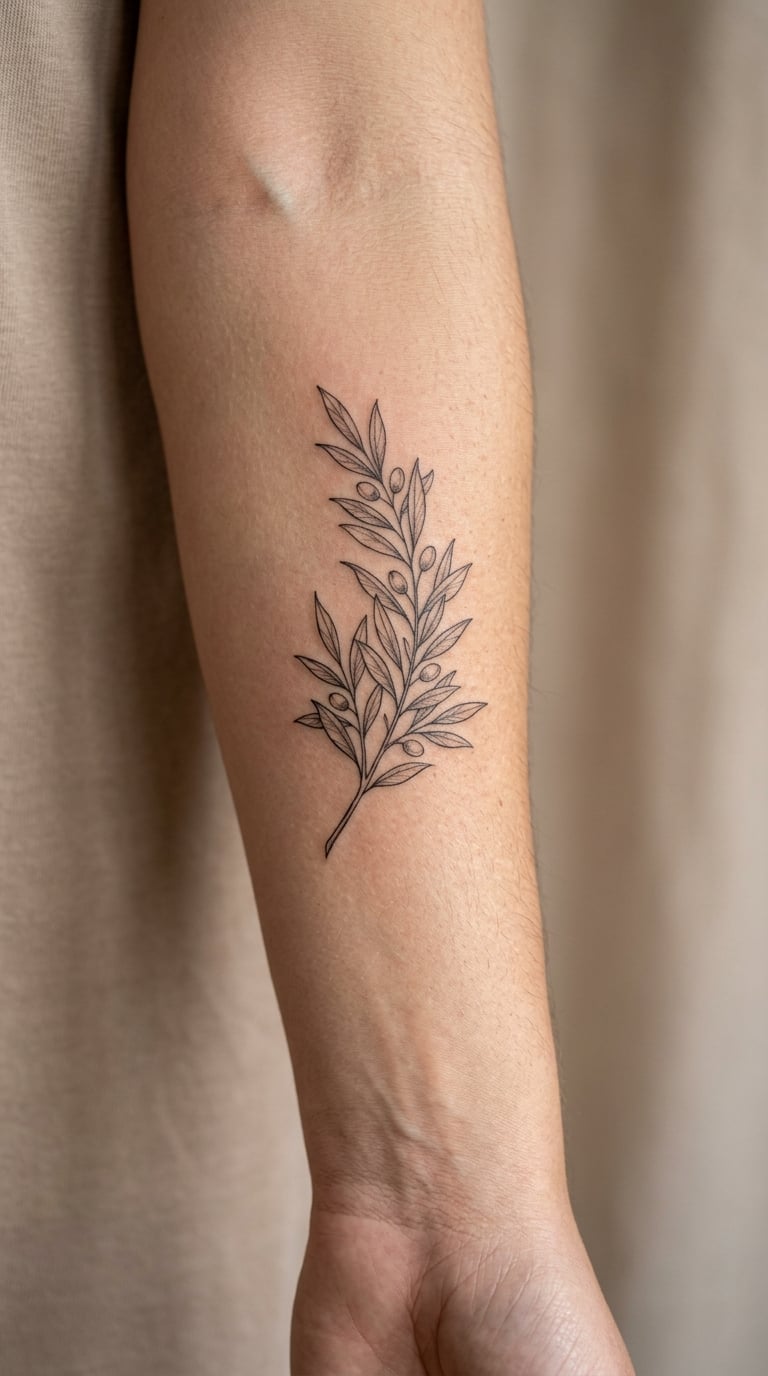 Olive Branch Along the Inner Forearm