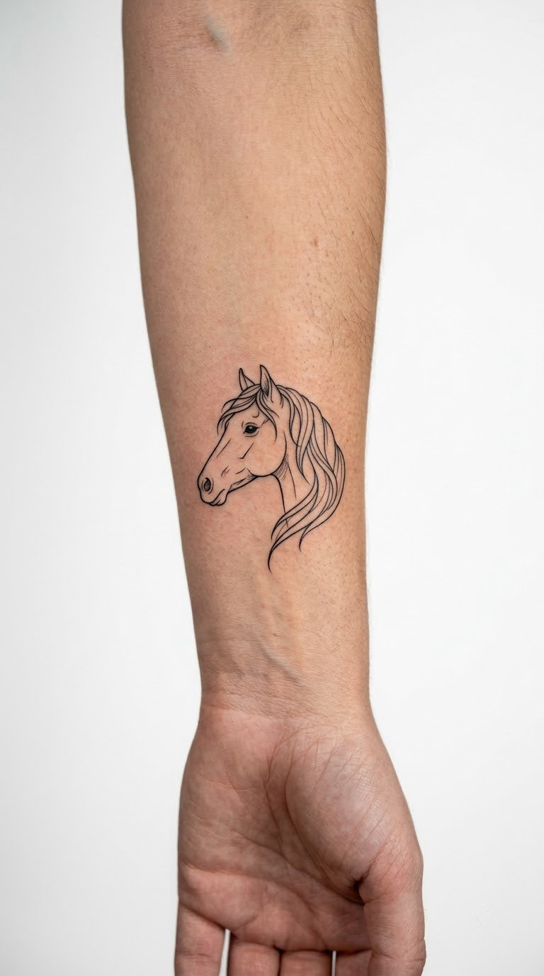 Fine-Line Horse Head in Profile
