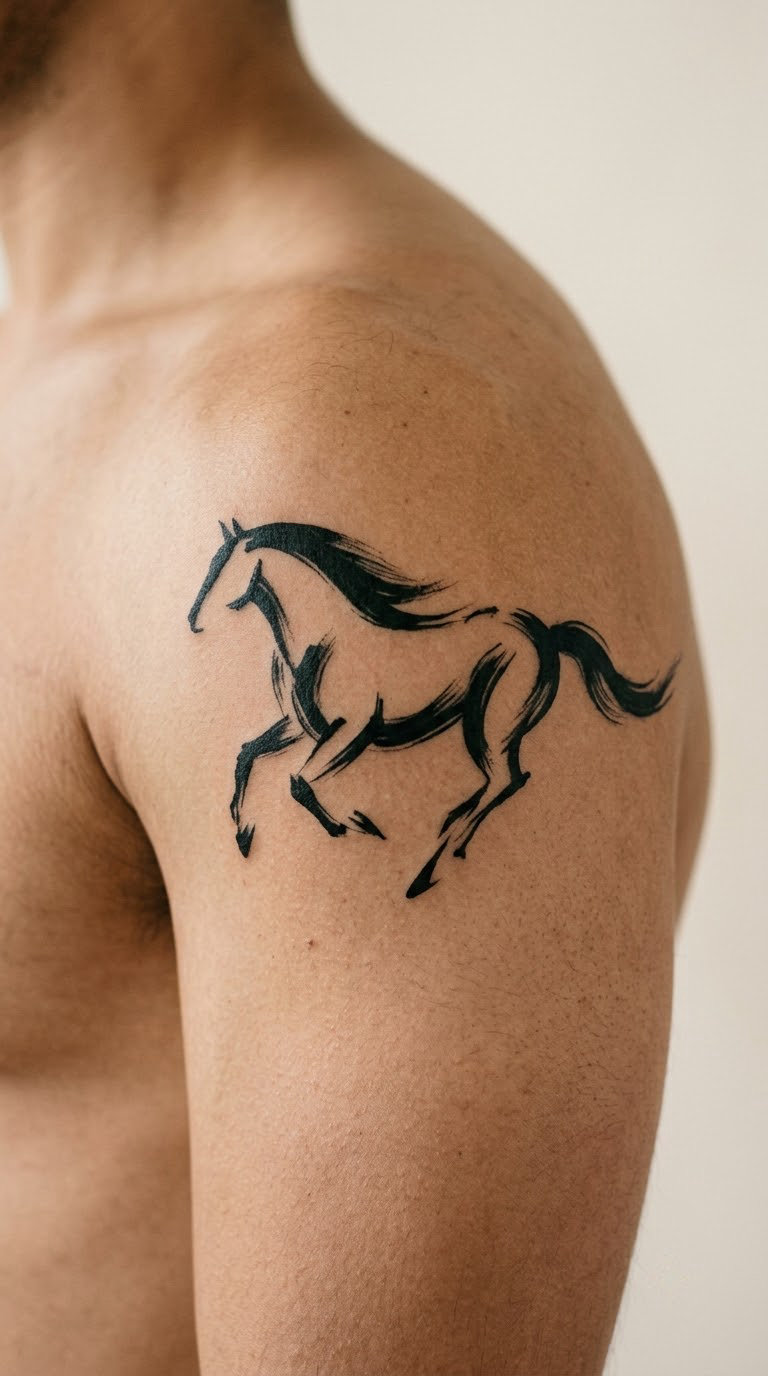 Horse Drawn with Brush Strokes