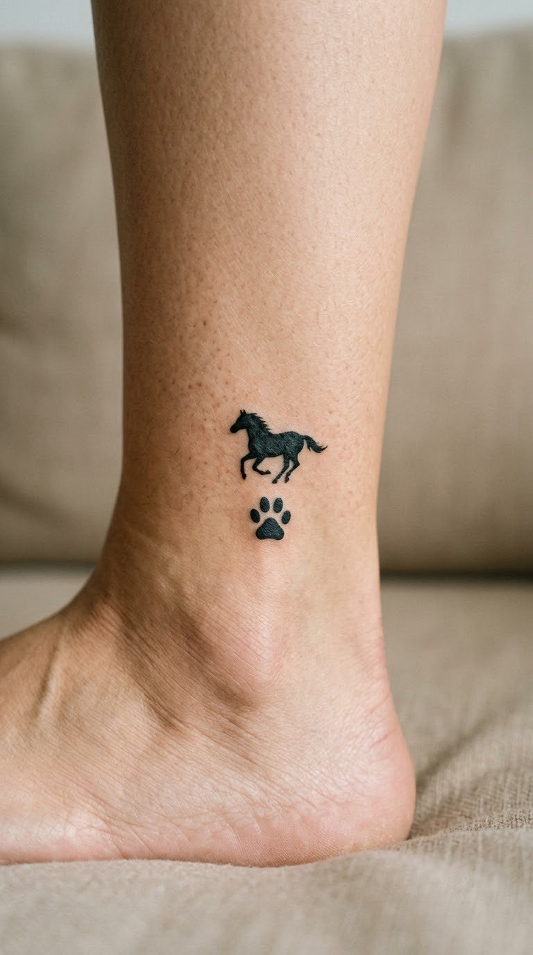 Tiny Horse and Paw Print Pair