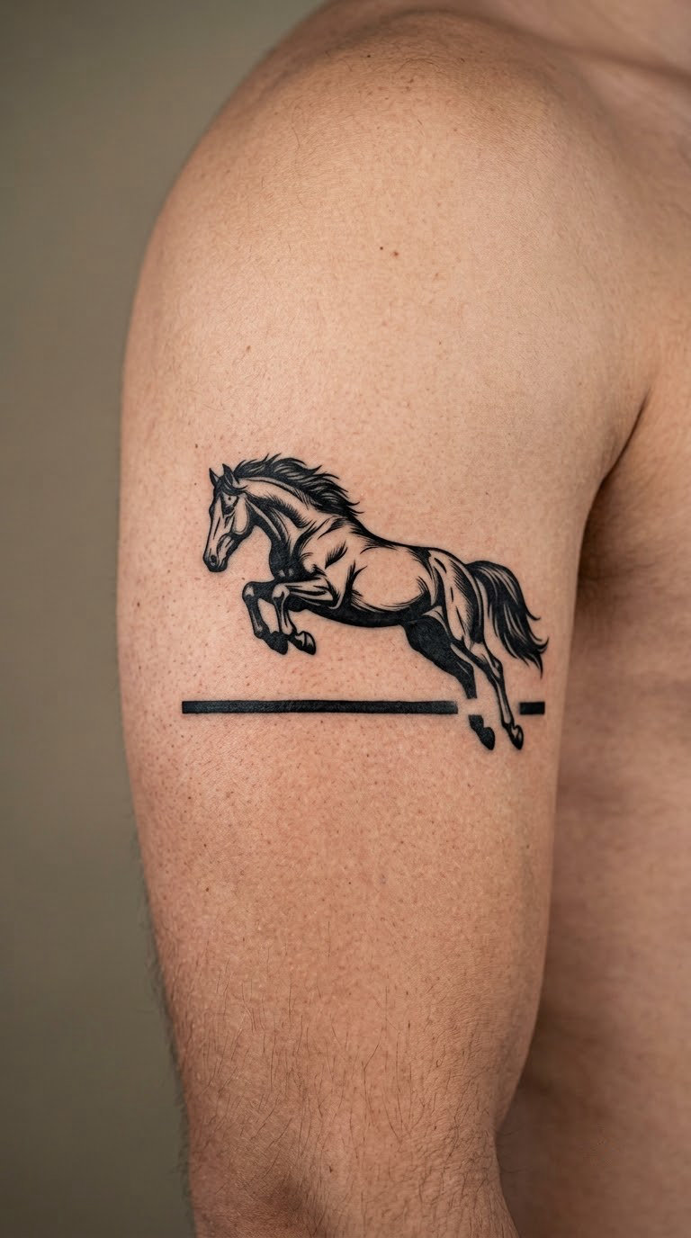Jumping Horse in Blackwork