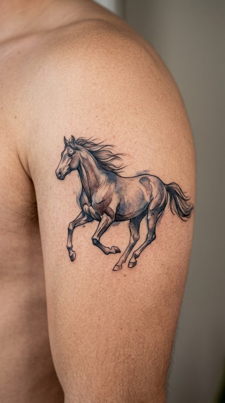 Watercolor Horse in Motion