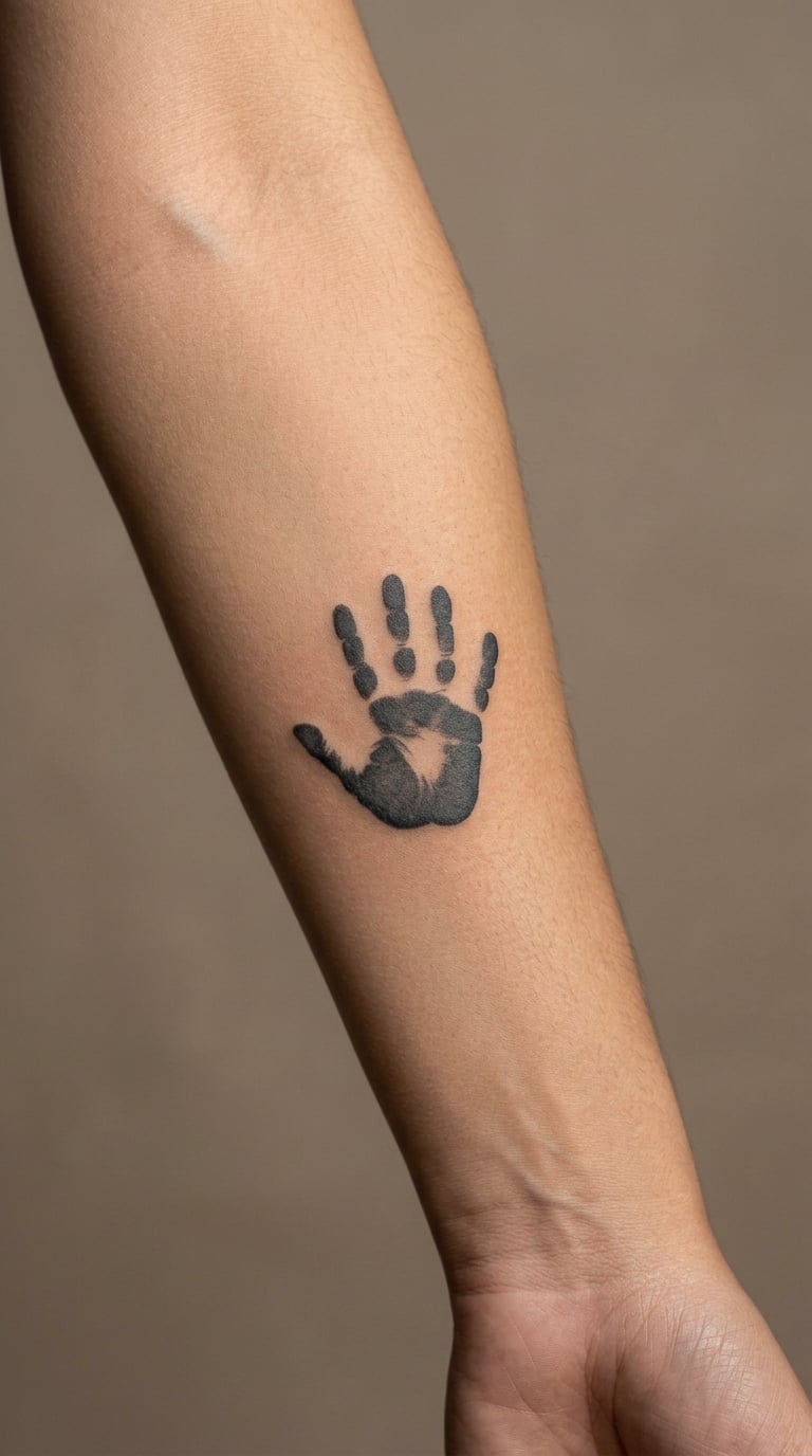 Tiny Handprint in Soft Blackwork