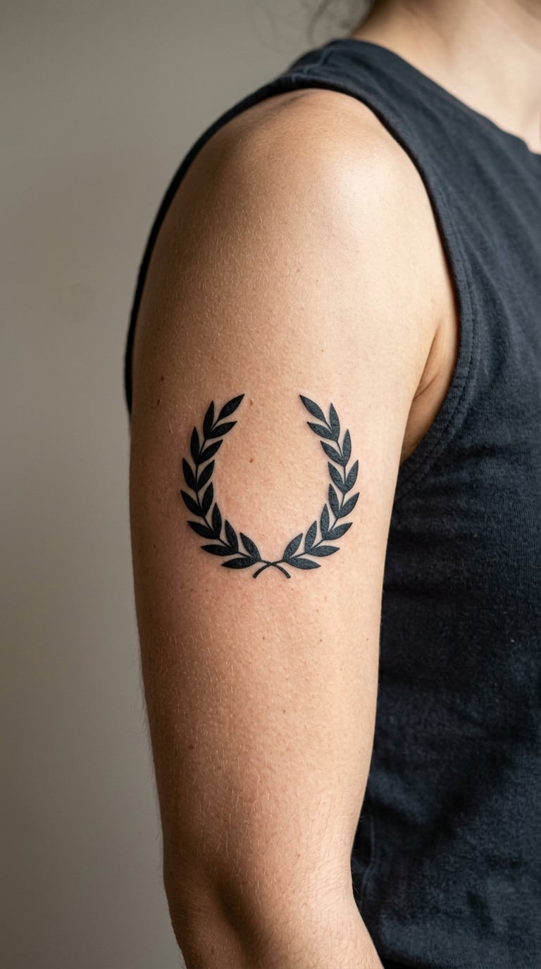Tiny Laurel Wreath in Blackwork