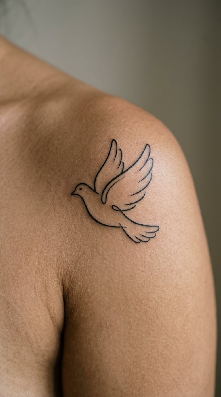 Minimal Dove in One-Line Blackwork