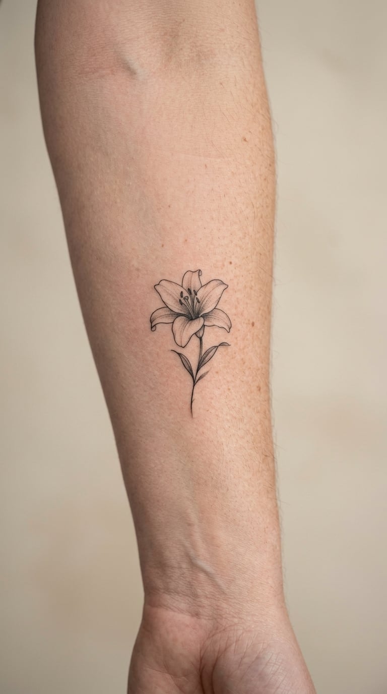 Tiny White Lily in Black and Grey