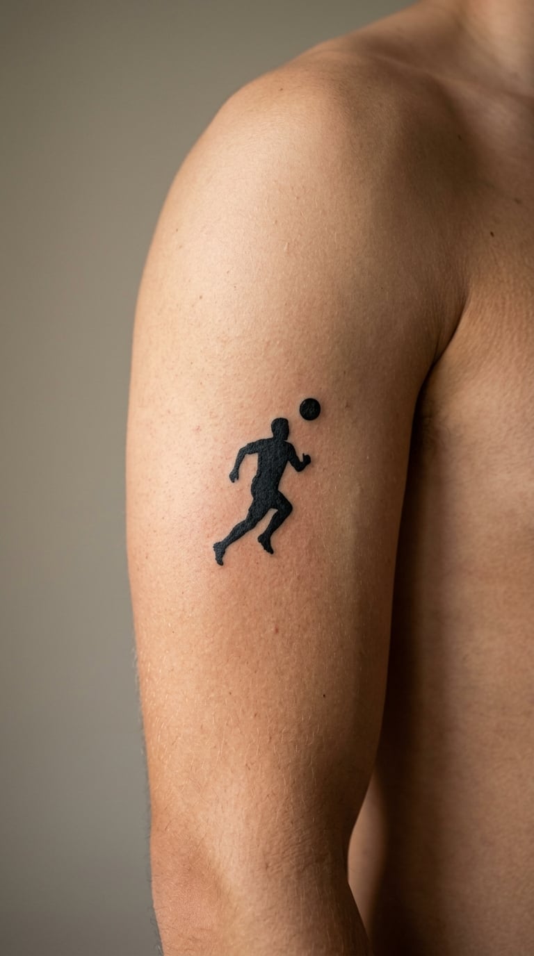 Football with Player Silhouette
