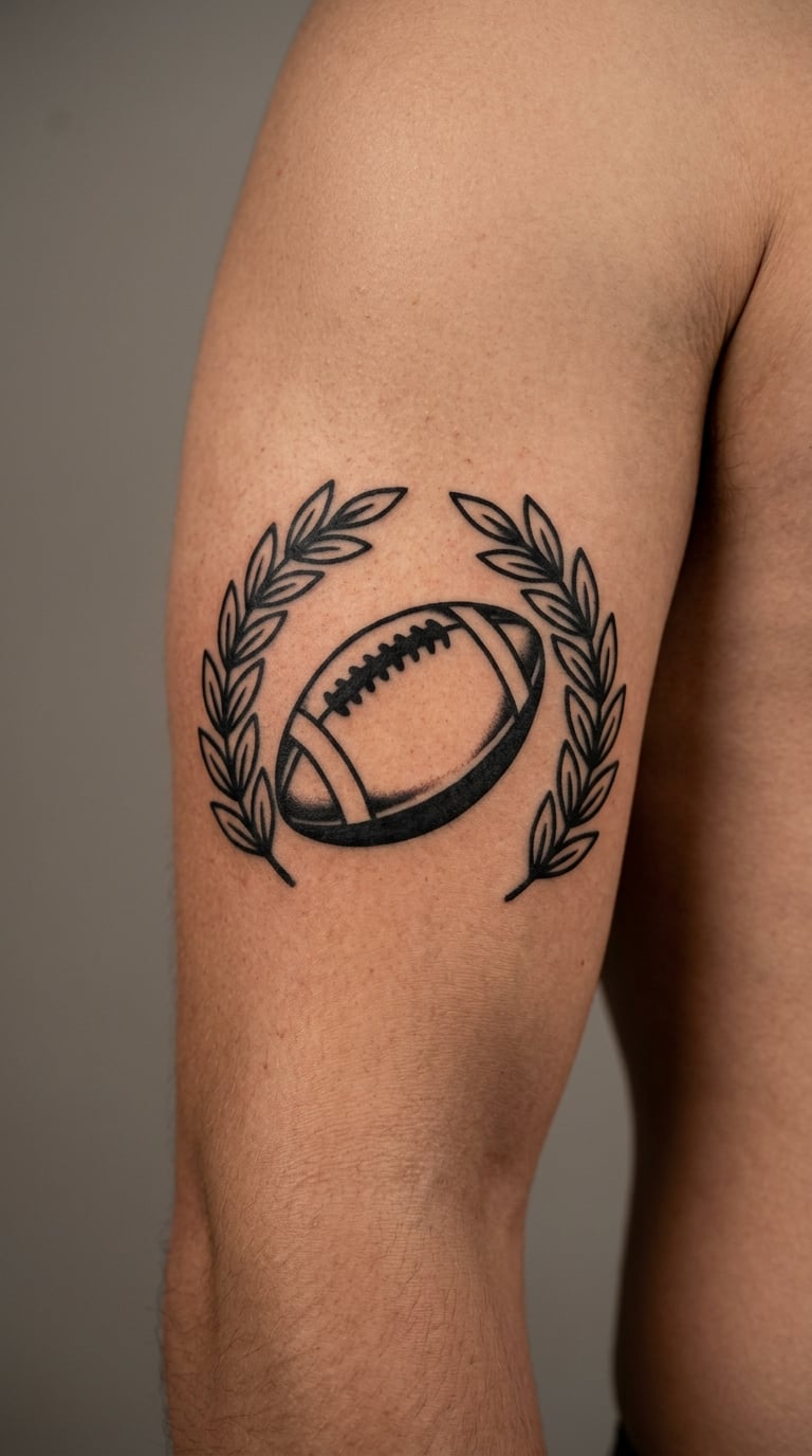 Football with Laurel Leaves