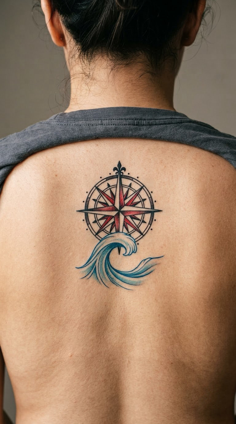 Compass Rose with a Wave