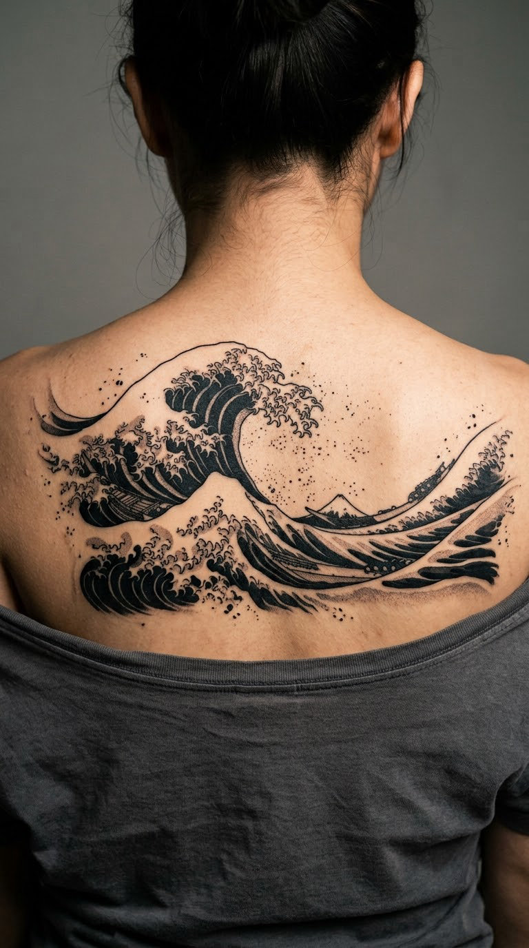 Storm Wave in Heavy Blackwork