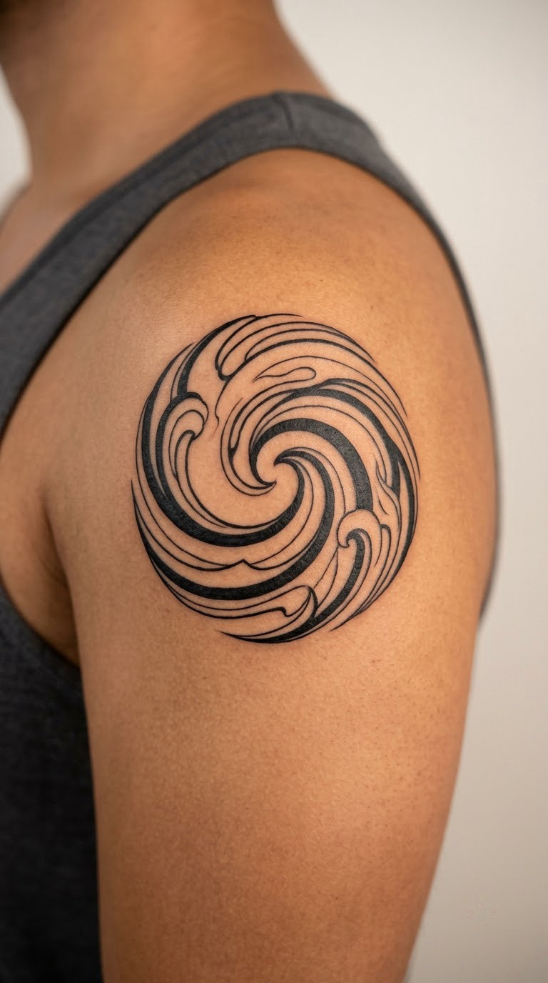 Blackwork Tidal Spiral