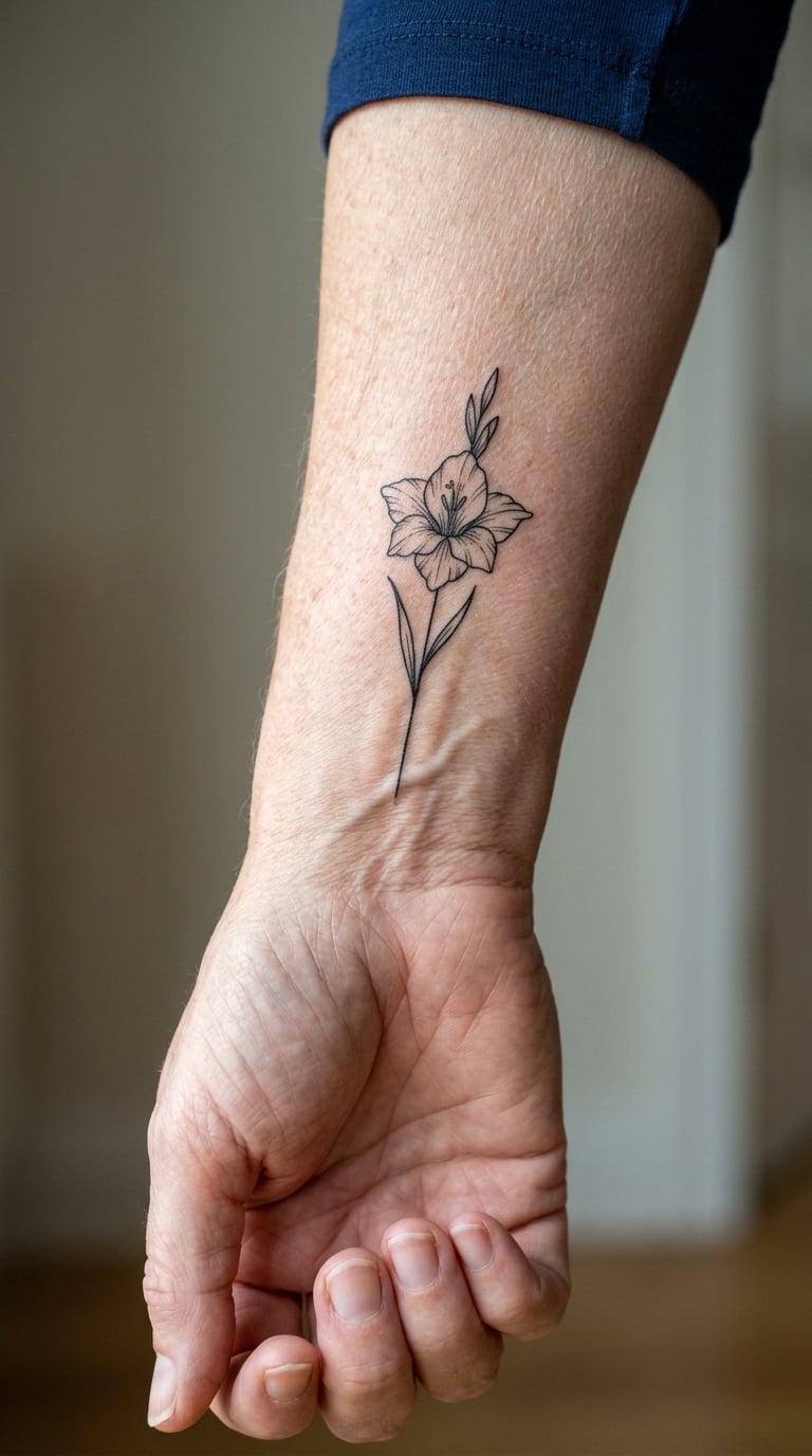 Fine-Line Birth Flower on the Inner Wrist