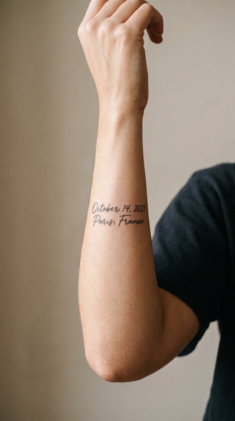 Date and Place in Fine Script on the Inner Arm