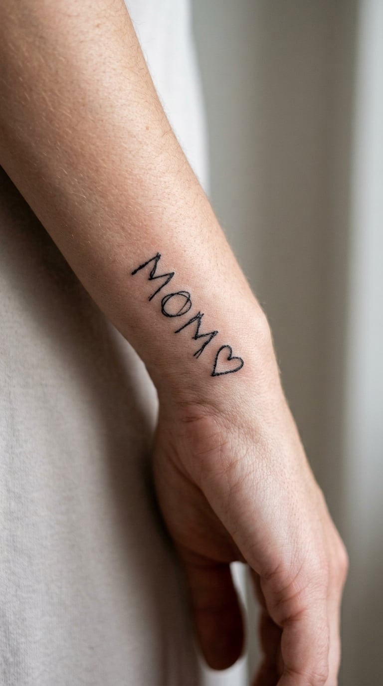 Children's Handwriting Curving Around the Wrist
