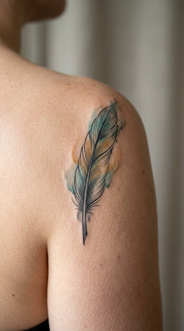Feather Pen in Watercolour